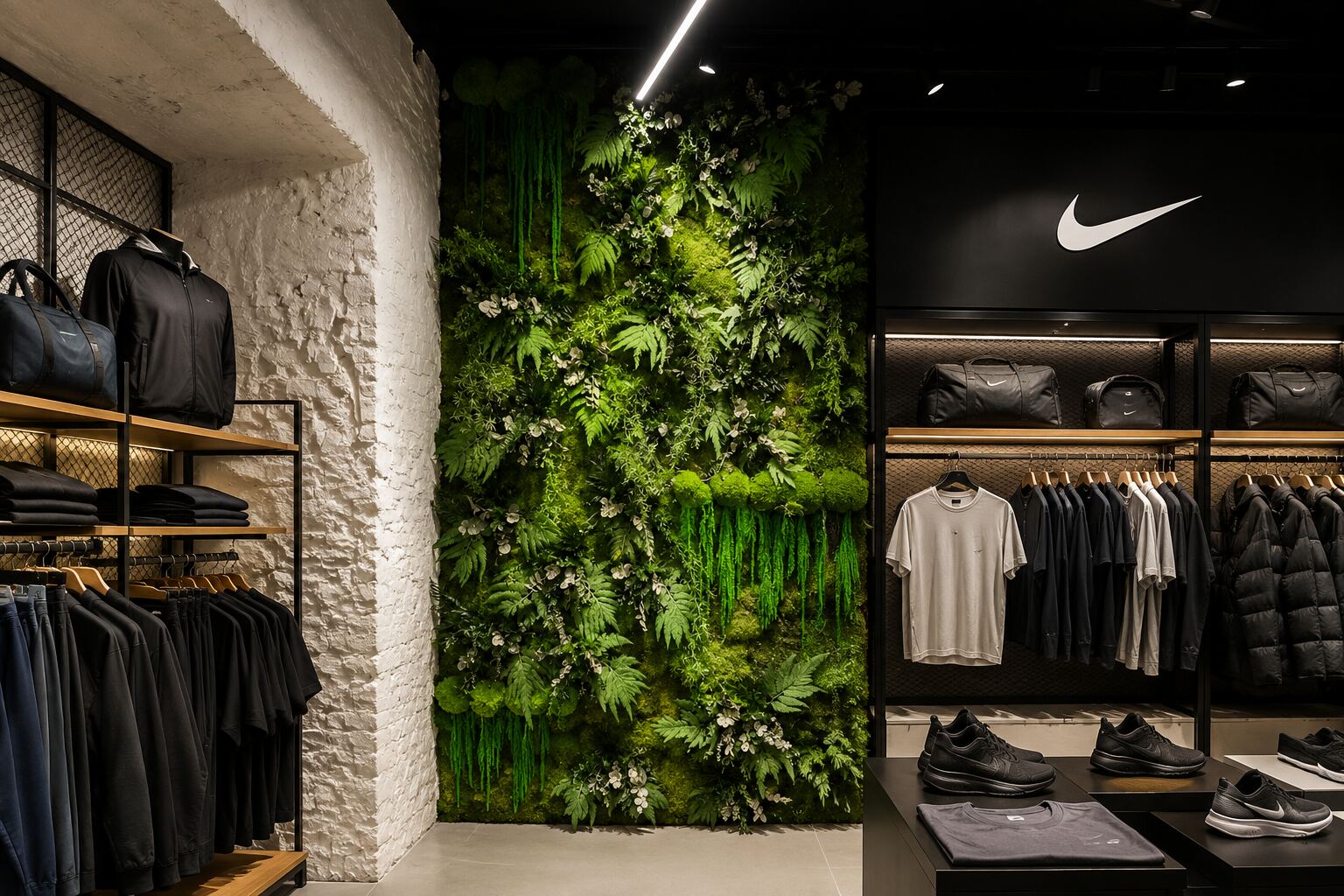 Mur végétal aménagé en boutique par Nature As A Service